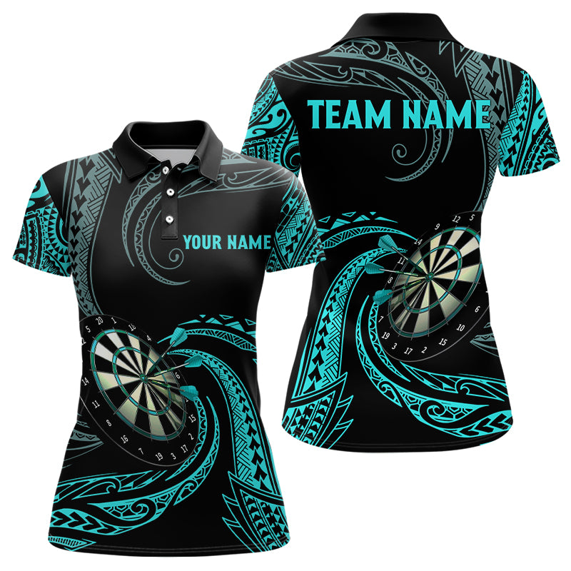 Turquoise Roll Tribal Darts Polo & Quarter Zip Shirts Custom Women Darts Shirts Dart Jerseys TDM3186