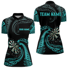 Load image into Gallery viewer, Turquoise Roll Tribal Darts Polo &amp; Quarter Zip Shirts Custom Women Darts Shirts Dart Jerseys TDM3186