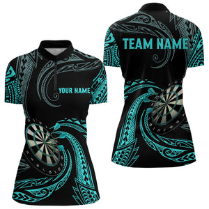 Turquoise Roll Tribal Darts Polo & Quarter Zip Shirts Custom Women Darts Shirts Dart Jerseys TDM3186