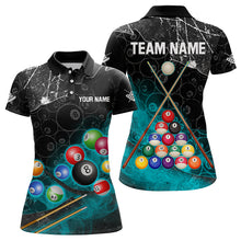 Load image into Gallery viewer, Personalized 8 Ball Pattern Smoke Women Billiard Shirts Custom Billiard Ball Pool Jerseys | Turquoise TDM3191