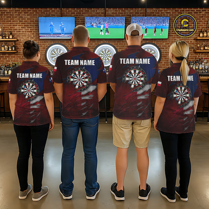 Retro Texas Flag Darts Shirt For Women Custom Patriotic Texas Darts Team Jersey Polo & 1/4 Zip TDM5417