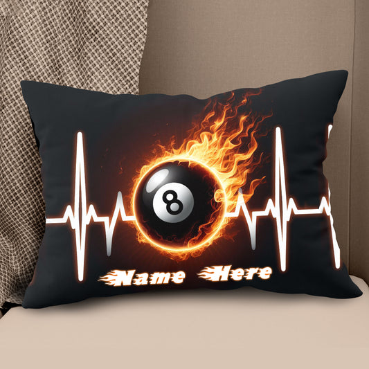 Funny Heartbeat Pulse 8 Ball Pool Flame Customized Name Billiard Pillows TDM0890