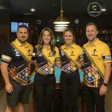 Load image into Gallery viewer, Personalized Yellow Black 9 Ball Pool Billiard Shirt For Women, Billiard Team Jersey Polo &amp; 1/4 Zip TDM5906