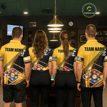 Load image into Gallery viewer, Personalized Yellow Black 9 Ball Pool Billiard Shirt For Women, Billiard Team Jersey Polo &amp; 1/4 Zip TDM5906