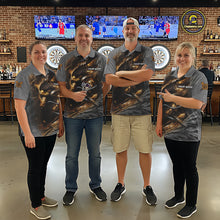 Load image into Gallery viewer, Personalized Eagle Lightning Darts Shirt For Women, Darts Team Jersey Polo &amp; 1/4 Zip |Gold TDM6306