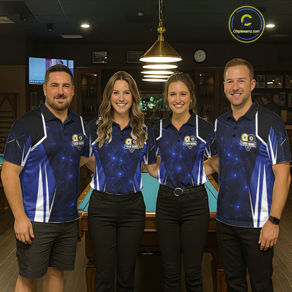 Blue 8 Ball & 9 Ball Pool Billiard Shirt For Women Custom Geometric Billiard Jersey Polo & 1/4 Zip TDM6482