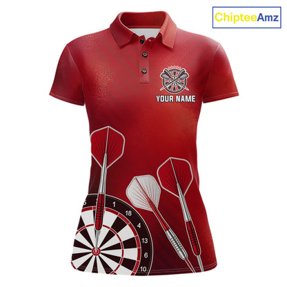 Personalized Red Dartboard Shirts For Women Custom Darts Jersey, Darts League Team Shirts TDM7197