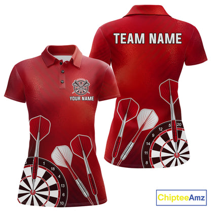 Personalized Red Dartboard Shirts For Women Custom Darts Jersey, Darts League Team Shirts TDM7197