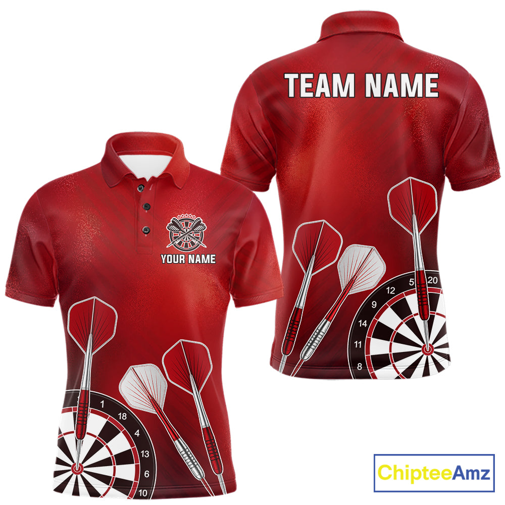 Personalized Red Dartboard Shirts For Men Custom Darts Jersey, Darts League Team Shirts TDM7197
