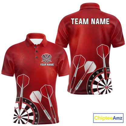 Personalized Red Dartboard Shirts For Men Custom Darts Jersey, Darts League Team Shirts TDM7197