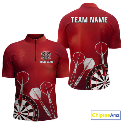 Personalized Red Dartboard Shirts For Men Custom Darts Jersey, Darts League Team Shirts TDM7197