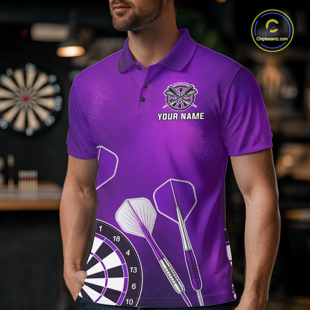 Personalized Purple Dartboard Shirts For Men Custom Darts Jersey, Darts League Team Shirts TDM7198