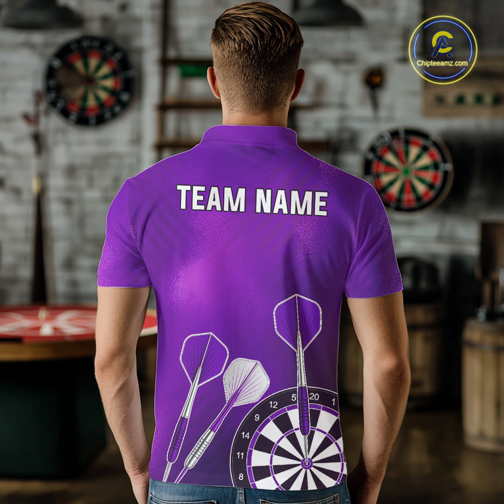 Personalized Purple Dartboard Shirts For Men Custom Darts Jersey, Darts League Team Shirts TDM7198