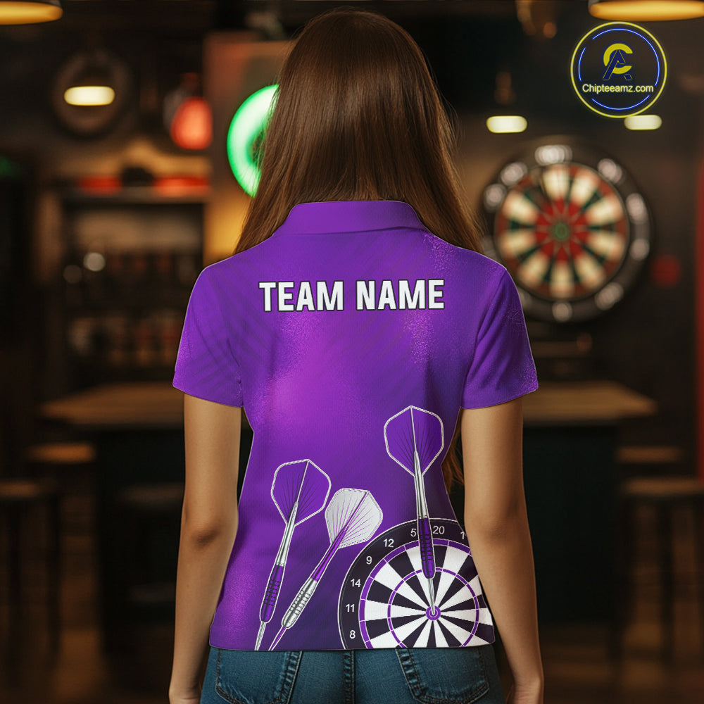 Personalized Purple Dartboard Shirts For Women Custom Darts Jersey, Darts League Team Shirts TDM7198