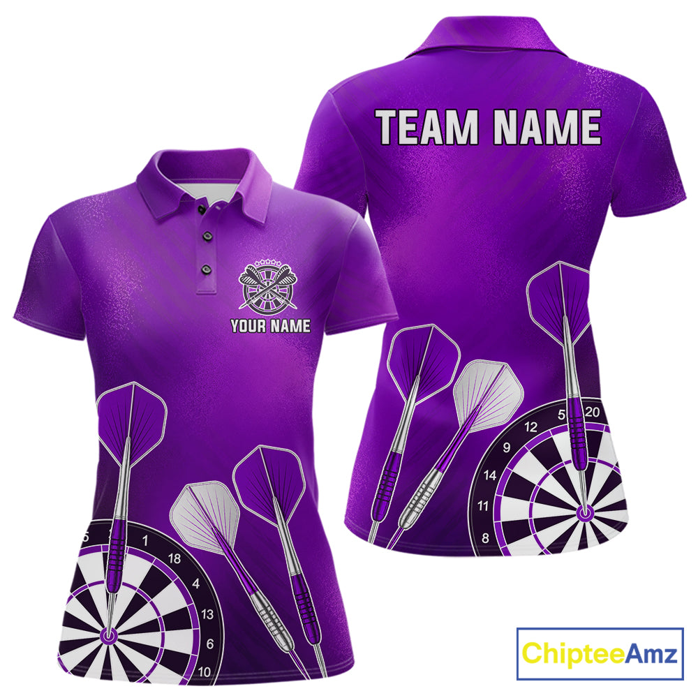Personalized Purple Dartboard Shirts For Women Custom Darts Jersey, Darts League Team Shirts TDM7198