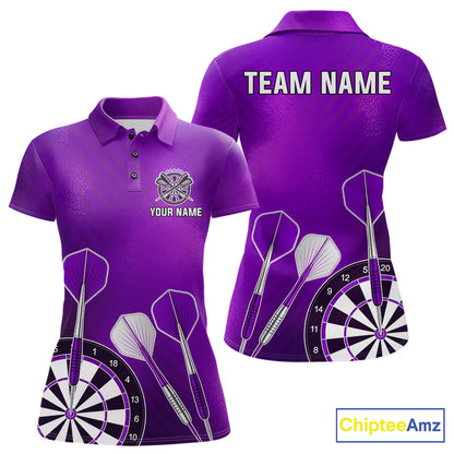 Personalized Purple Dartboard Shirts For Women Custom Darts Jersey, Darts League Team Shirts TDM7198