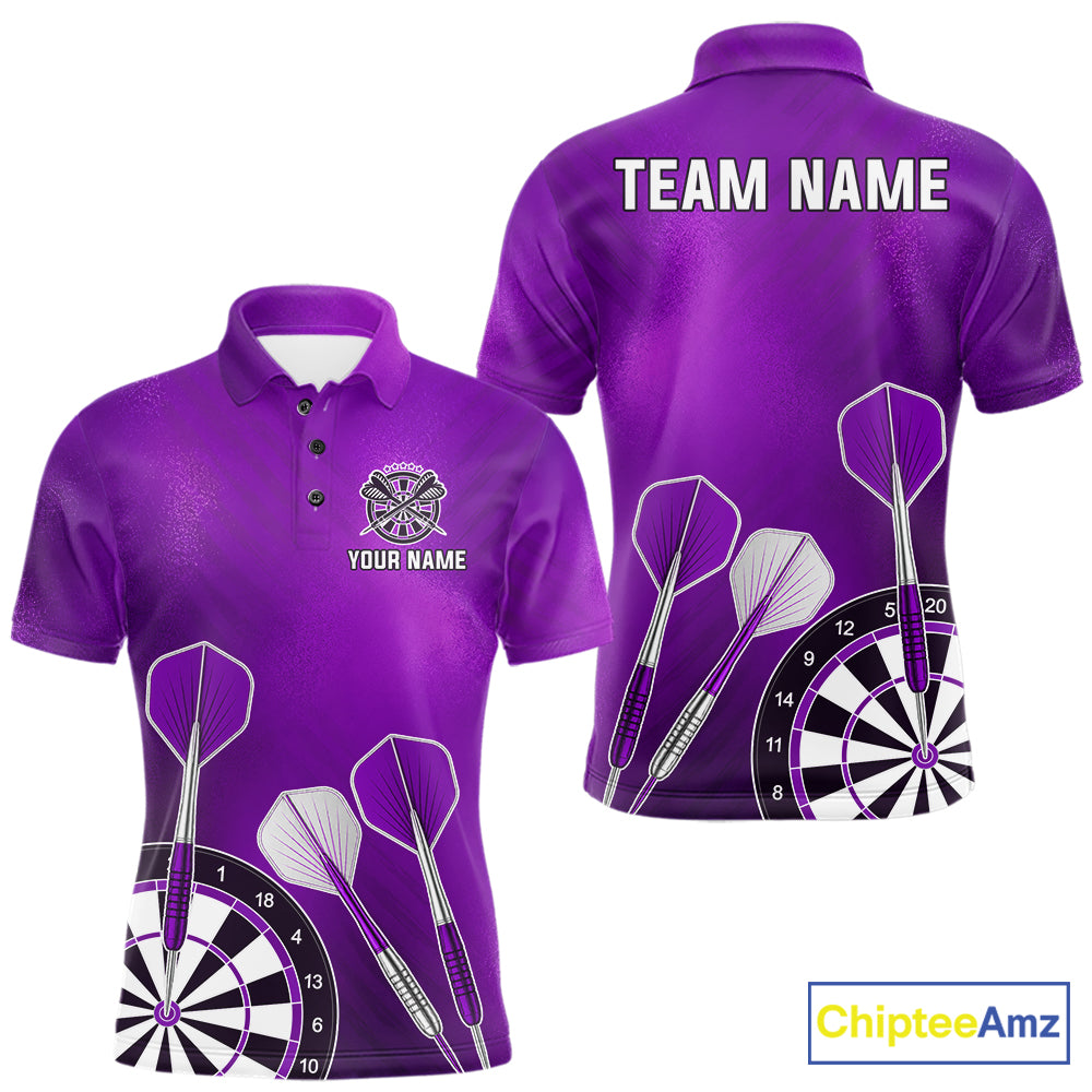Personalized Purple Dartboard Shirts For Men Custom Darts Jersey, Darts League Team Shirts TDM7198