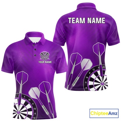 Personalized Purple Dartboard Shirts For Men Custom Darts Jersey, Darts League Team Shirts TDM7198