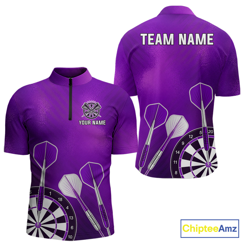 Personalized Purple Dartboard Shirts For Men Custom Darts Jersey, Darts League Team Shirts TDM7198