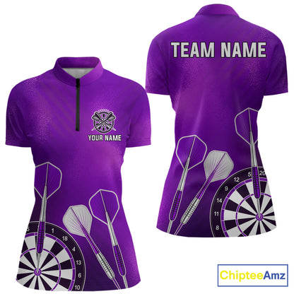 Personalized Purple Dartboard Shirts For Women Custom Darts Jersey, Darts League Team Shirts TDM7198