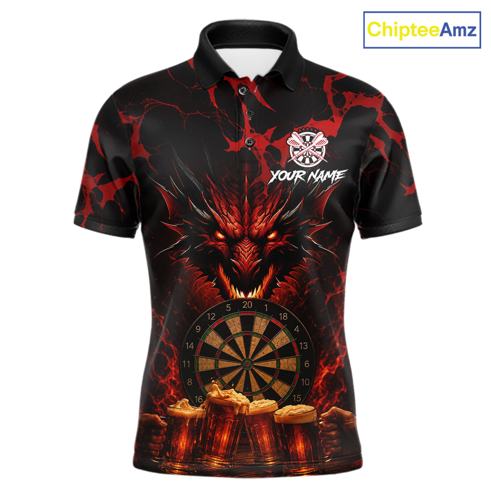 Black And Red Personalized Dragon Beer Darts Shirts For Men Custom Darts League Team Jersey TDM7205