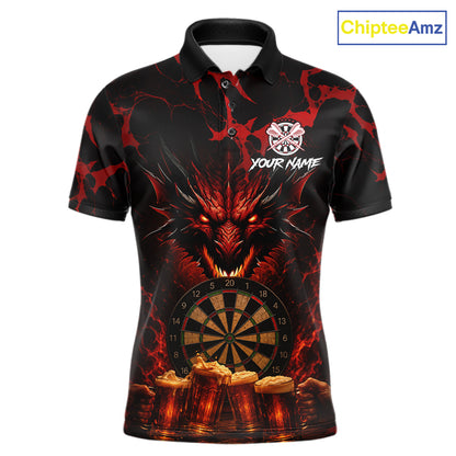 Black And Red Personalized Dragon Beer Darts Shirts For Men Custom Darts League Team Jersey TDM7205