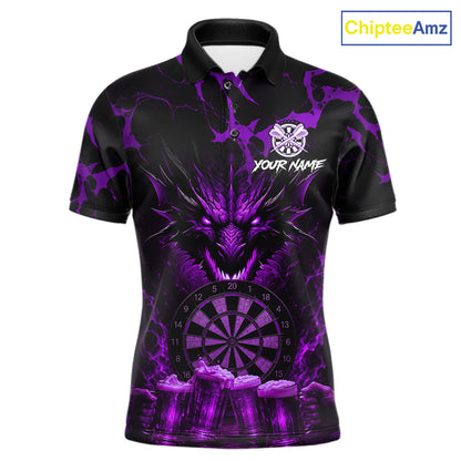 Black And Purple Personalized Dragon Beer Darts Shirts For Men Custom Darts League Team Jersey TDM7206
