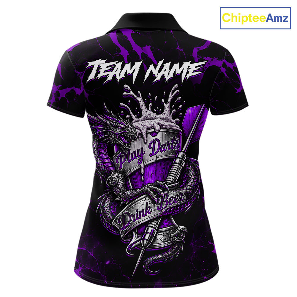 Black And Purple Personalized Dragon Beer Darts Shirts For Women Custom Darts League Team Jersey TDM7206