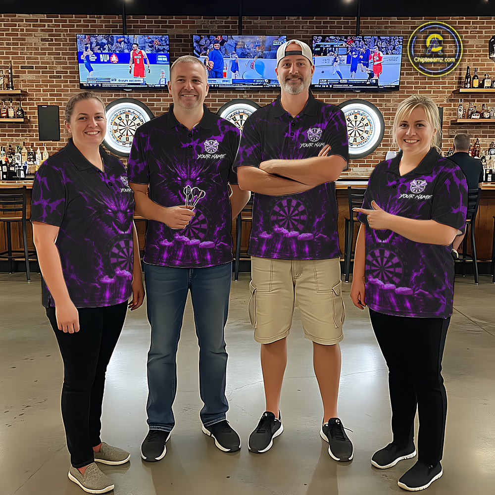 Black And Purple Personalized Dragon Beer Darts Shirts For Men Custom Darts League Team Jersey TDM7206