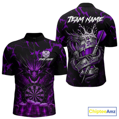 Black And Purple Personalized Dragon Beer Darts Shirts For Men Custom Darts League Team Jersey TDM7206