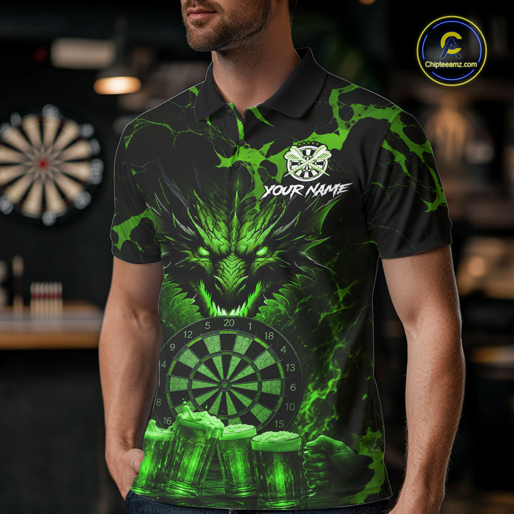 Black And Green Personalized Dragon Beer Darts Shirts For Men Custom Darts League Team Jersey TDM7207