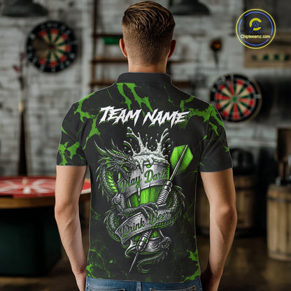 Black And Green Personalized Dragon Beer Darts Shirts For Men Custom Darts League Team Jersey TDM7207