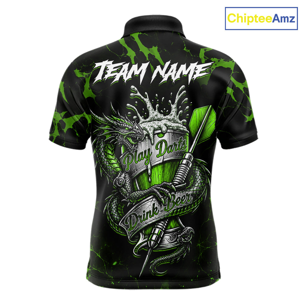 Black And Green Personalized Dragon Beer Darts Shirts For Men Custom Darts League Team Jersey TDM7207