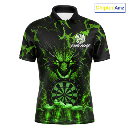Black And Green Personalized Dragon Beer Darts Shirts For Men Custom Darts League Team Jersey TDM7207