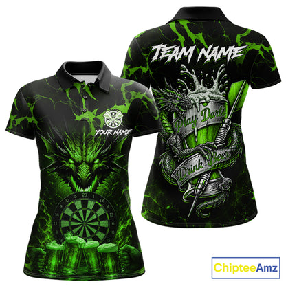 Black And Green Personalized Dragon Beer Darts Shirts For Women Custom Darts League Team Jersey TDM7207