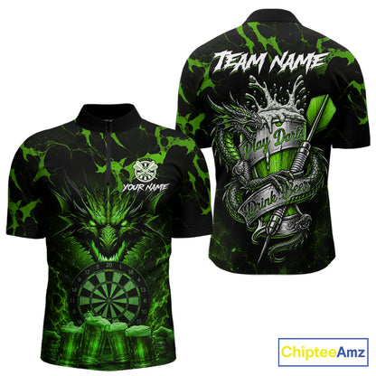 Black And Green Personalized Dragon Beer Darts Shirts For Men Custom Darts League Team Jersey TDM7207