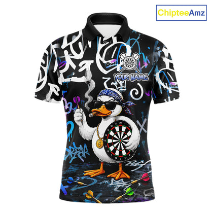 Colorful Graffiti Funny Duck Darts Shirt For Men Custom Darts Team Jersey, Personalized Darts Gift TDM7209