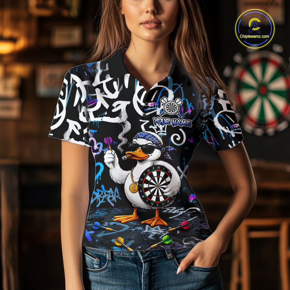 Colorful Graffiti Funny Duck Darts Shirt For Women Custom Darts Team Jersey, Personalized Darts Gift TDM7209
