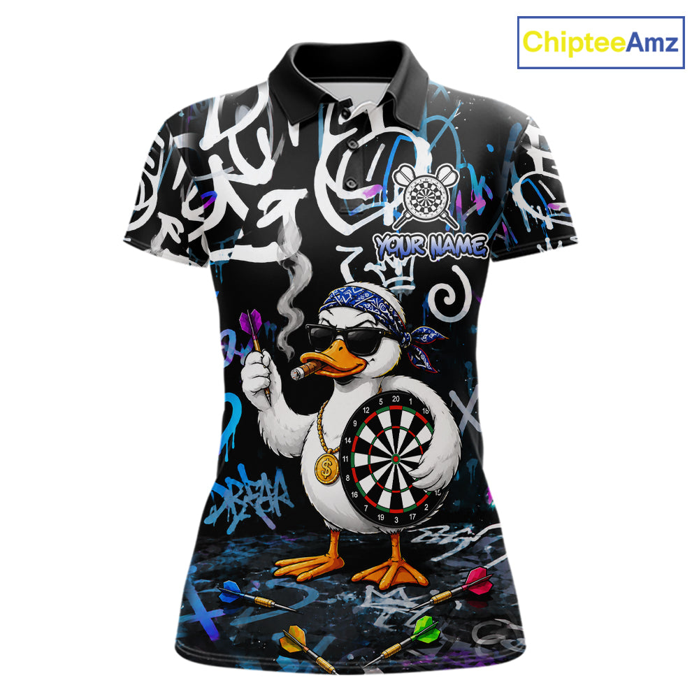 Colorful Graffiti Funny Duck Darts Shirt For Women Custom Darts Team Jersey, Personalized Darts Gift TDM7209