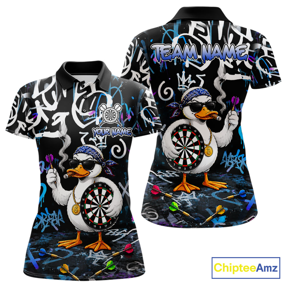 Colorful Graffiti Funny Duck Darts Shirt For Women Custom Darts Team Jersey, Personalized Darts Gift TDM7209