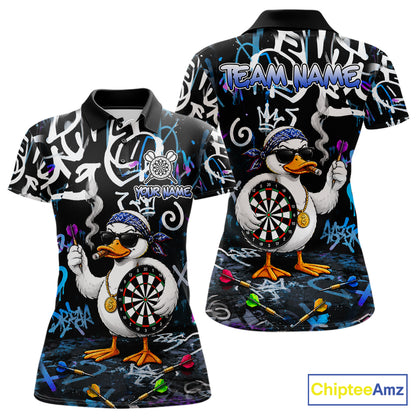 Colorful Graffiti Funny Duck Darts Shirt For Women Custom Darts Team Jersey, Personalized Darts Gift TDM7209