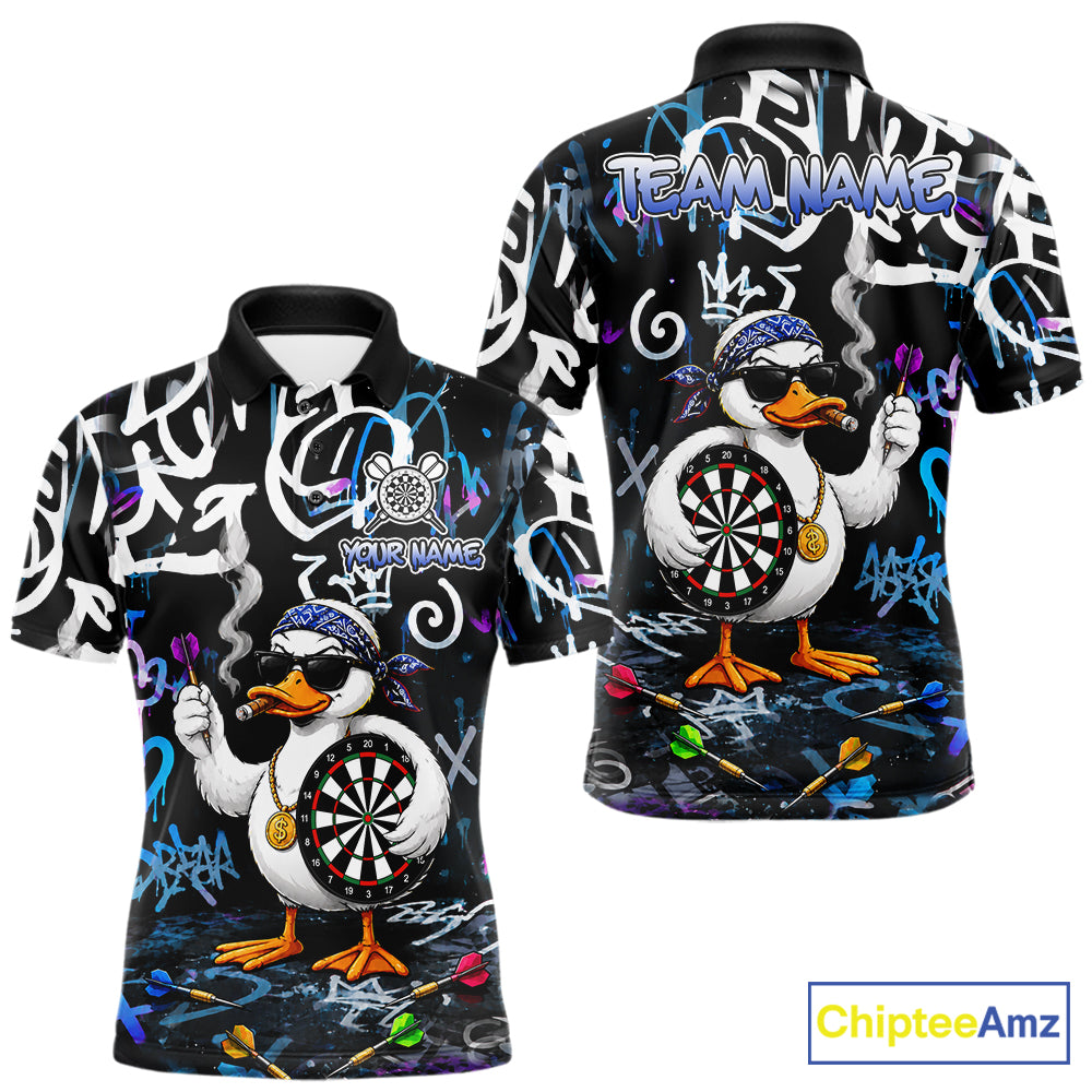 Colorful Graffiti Funny Duck Darts Shirt For Men Custom Darts Team Jersey, Personalized Darts Gift TDM7209
