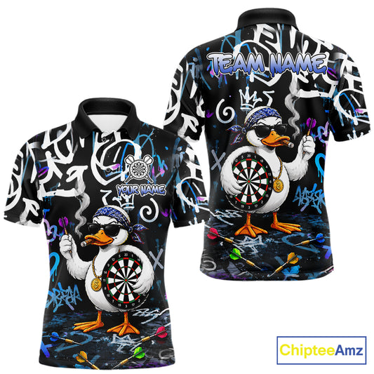 Colorful Graffiti Funny Duck Darts Shirt For Men Custom Darts Team Jersey, Personalized Darts Gift TDM7209