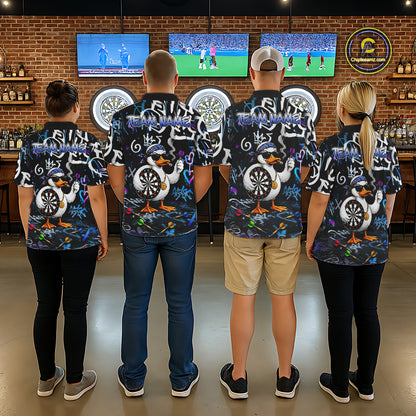 Colorful Graffiti Funny Duck Darts Shirt For Men Custom Darts Team Jersey, Personalized Darts Gift TDM7209