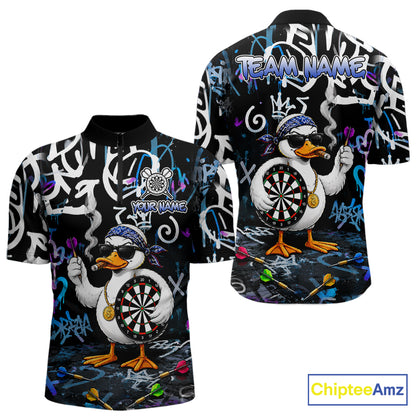 Colorful Graffiti Funny Duck Darts Shirt For Men Custom Darts Team Jersey, Personalized Darts Gift TDM7209