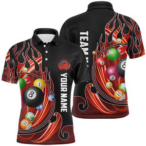 3D Billiard Balls Fire Flame Custom Pool Shirts For Men, Billiard League Team Jerseys | Orange TDM2718