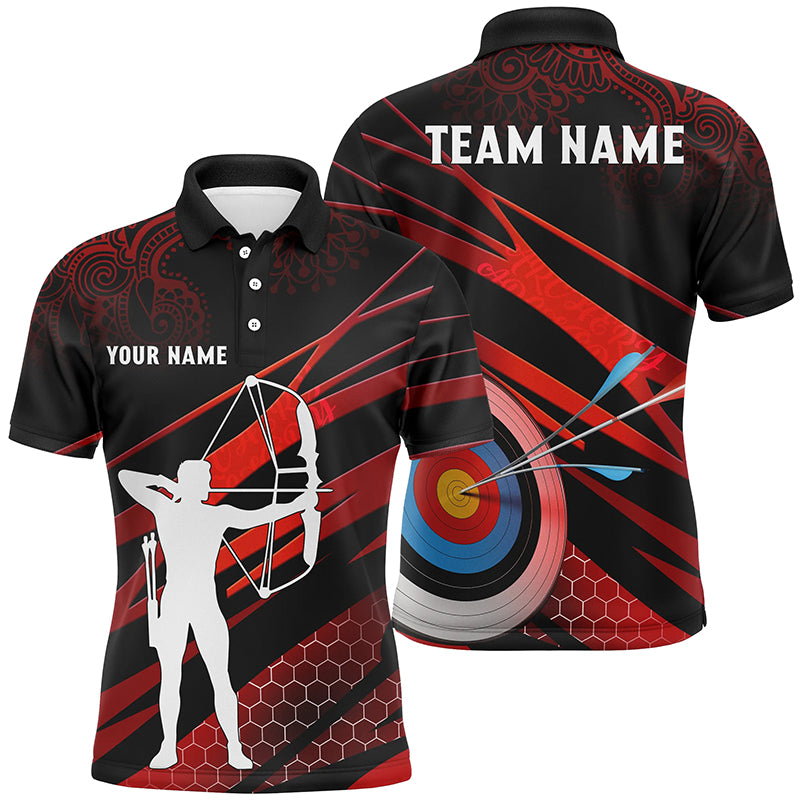 Personalized Silhouette Archer 3D Target Archery Polo Shirts For Men, Custom Archery Team Shirts VHM0657