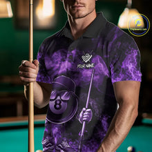 Load image into Gallery viewer, Purple Funny 8 Ball Pool Flame Smoke Billiard Shirt For Men Custom Billiard Team Jersey Uniform TDM5694