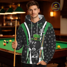 Load image into Gallery viewer, Black And Green St Patrick Day Billiard Hoodie Custom Funny 8 Ball Hoodie, Lucky Billiard Jersey TDM5699