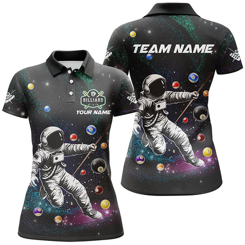 Personalized Astronaut Playing Billiard 3D Printed Women Polo Shirts Custom Funny Billiard Apparel TDM1425